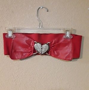 Elastic and Leather Heart Buckle Belt